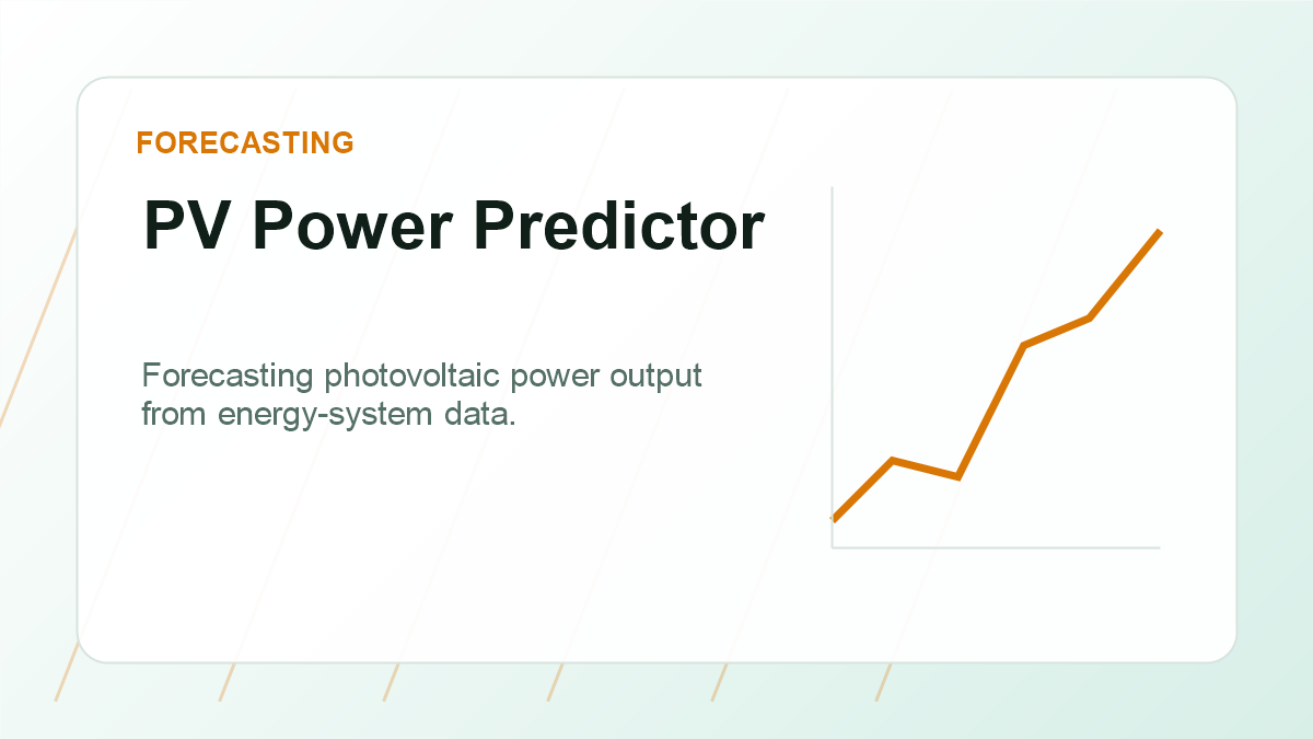 Preview graphic for a PV power forecasting workflow